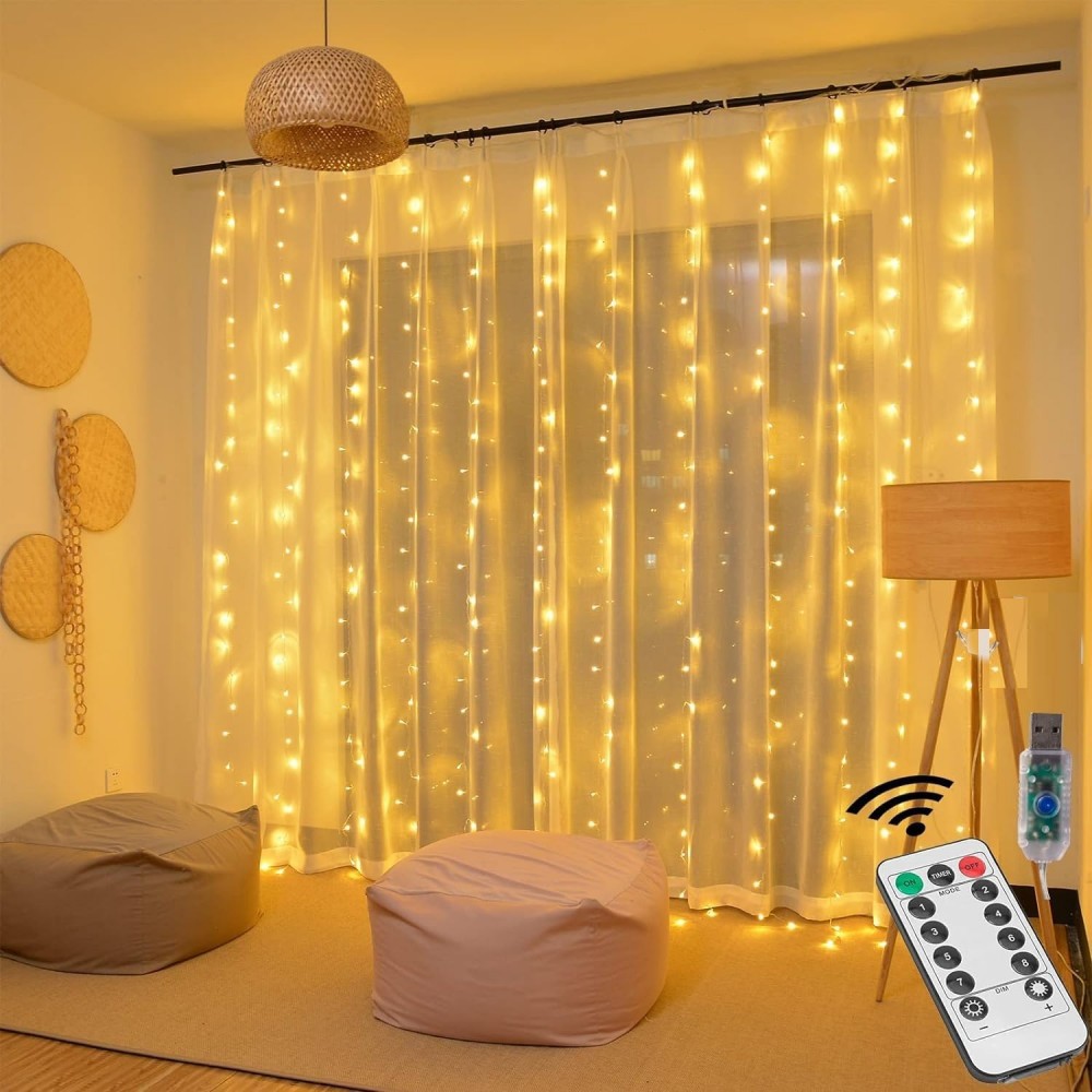Curtain light led string light 3*3 M remote control usb Christmas New Year holiday room decoration star light copper wire light