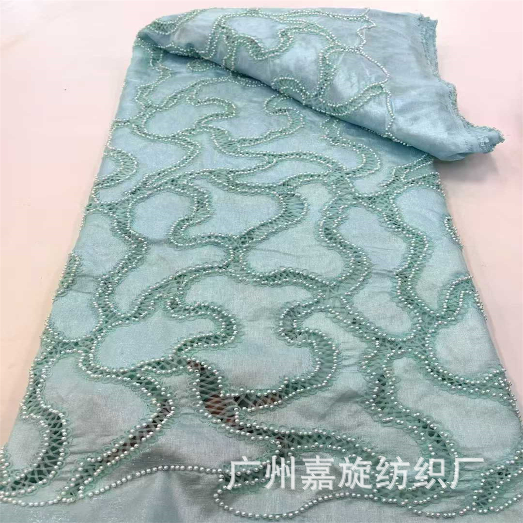 Picture of Summer Cut Out Beading Laser Embroidered Cloth Dress Cheongsam Fashion Lace Quality Cord Lace