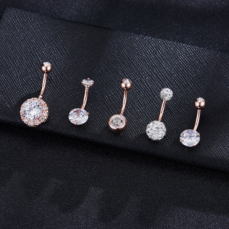 Picture of European and American cross-border supply fashion navel ring 5PCs polygon simple creative combination navel ring suit puncture