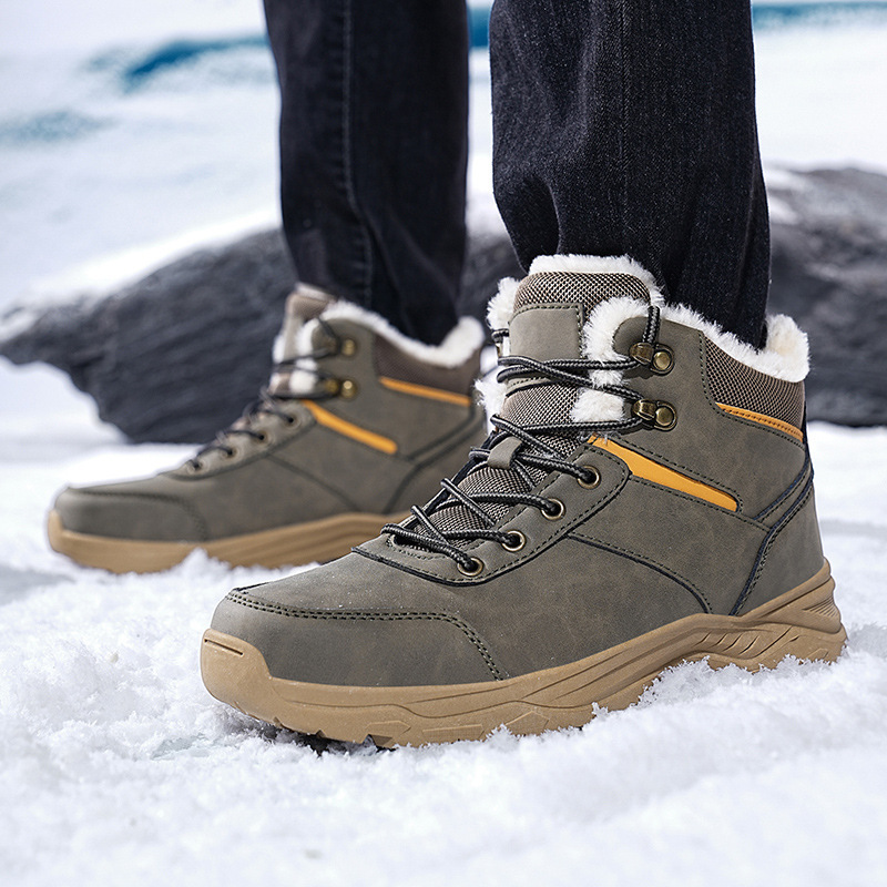 Cross-border plus size Winter fleece-lined Sports Cotton Shoes Men's Warm Snow Boots Outdoor Hiking Hiking Shoes Cold-proof Winter Shoes
