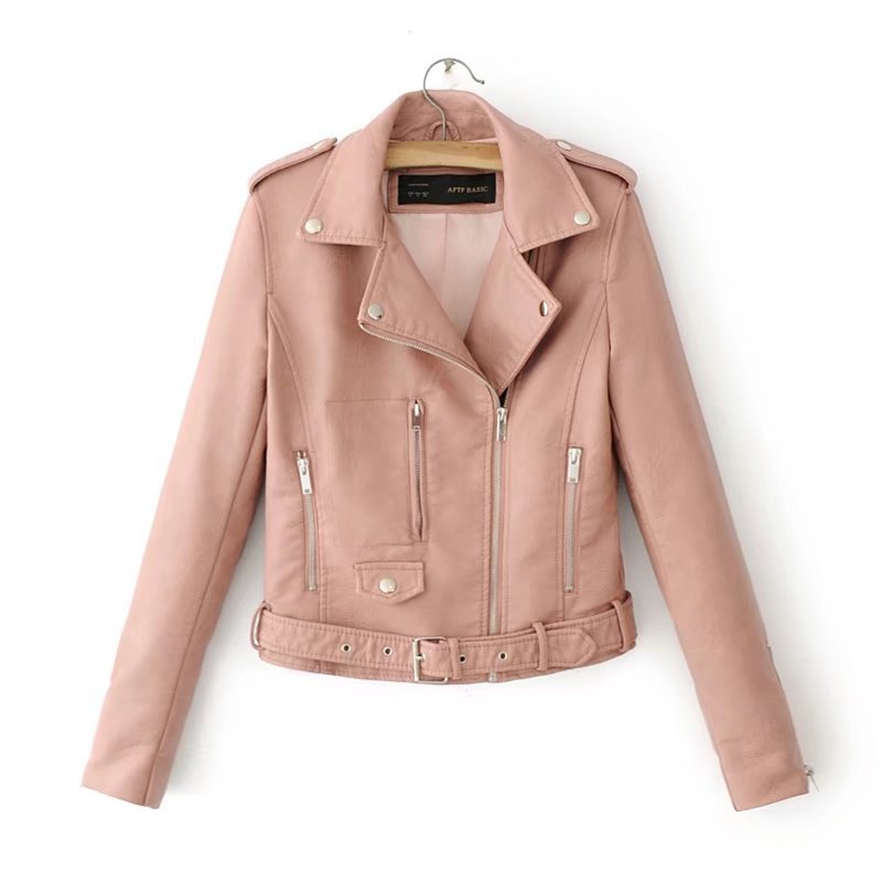 Picture of Manufacturer's New Spring & Fall Clothing Motorcycle Korean Style Pu Leather Jacket Women's Jacket Short Slim Fit Small Suit Women's Jacket Wholesale