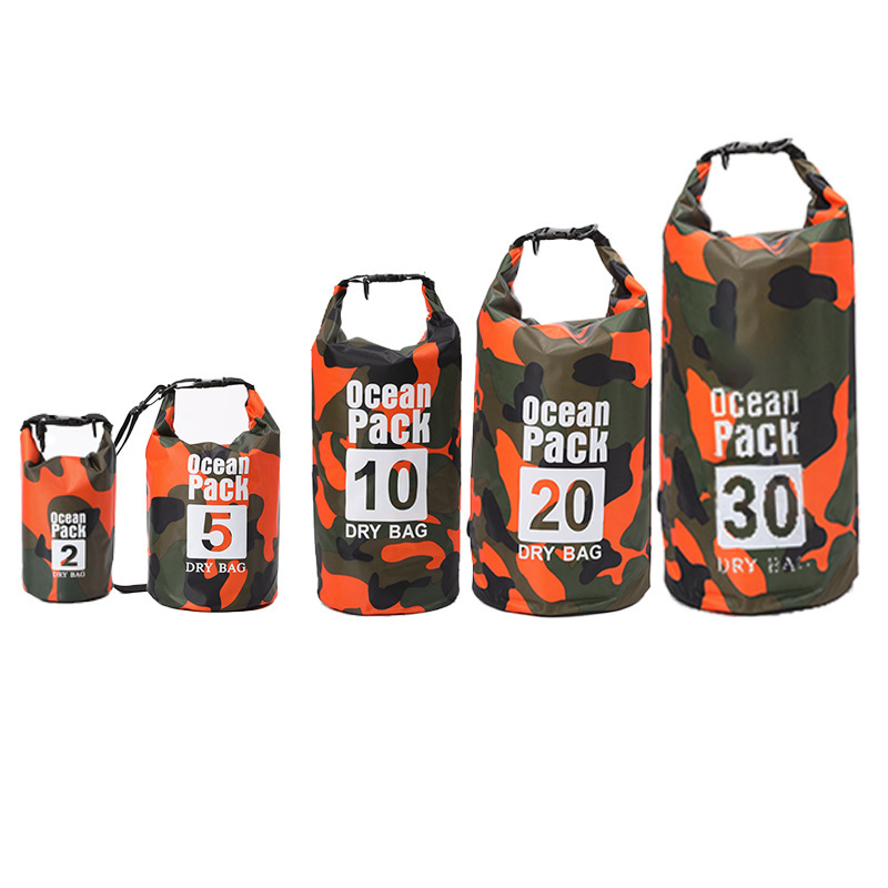 Picture of Cross-border Hot Camouflage Drift Waterproof Bag Single Shoulder Double Shoulder Waterproof Barrel Bag Polyester Lightweight Drift Bag Large in stock