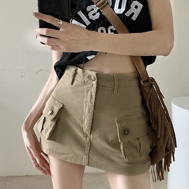 2024 Workwear Skirt for Sexys in Summer, Anti-Exposure Denim, Slimming Look Retro Skirt, High-Waisted A-Line Short Skirt