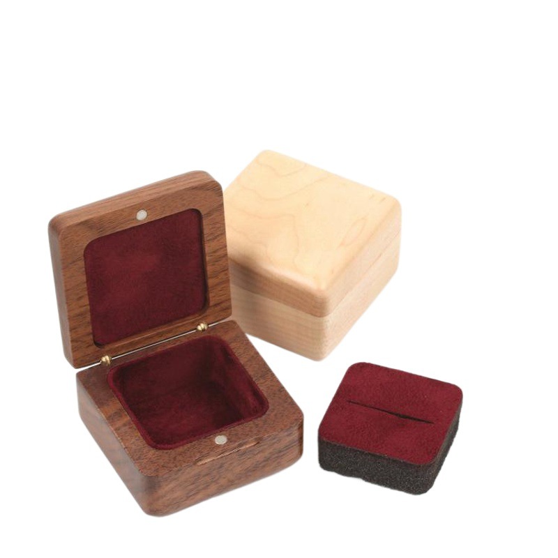 Customized black walnut wooden box wedding wooden flip ring box packing box wooden jewelry storage gift wooden box