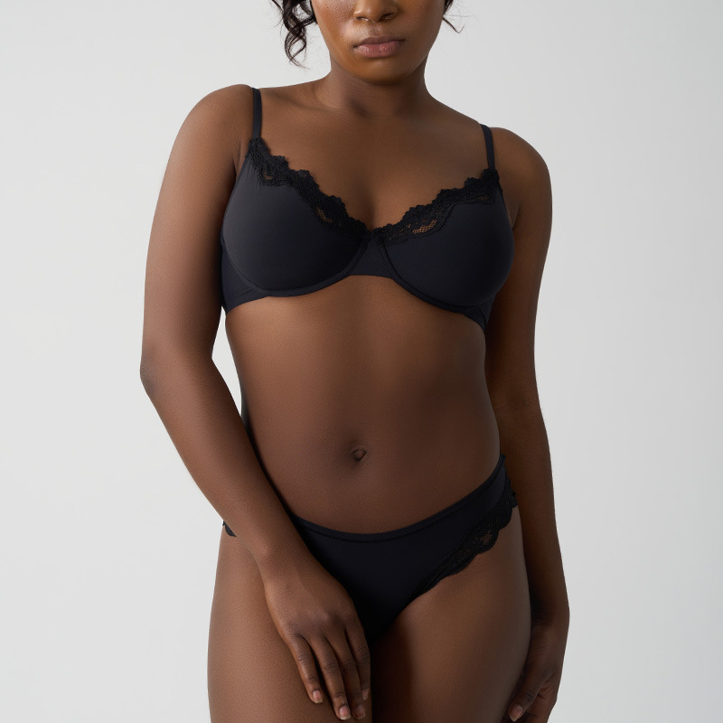 LACE STEEL RING BRA Cross-border Seamless Bra Thin Cup Lace Tank Bra Set