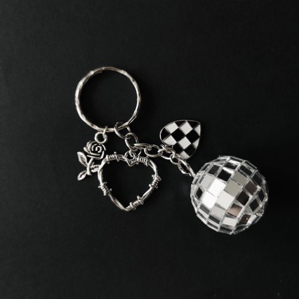 New Cross-border Disco Ball Laser Ball Keychain Love Rose Keychain Mobile Phone Chain Pendant