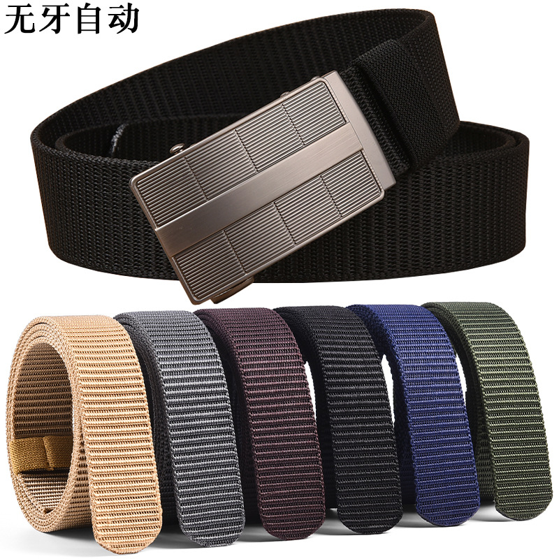 2025 New Toothless Automatic Buckle Cloth Belt Thickened Imitation Nylon Canvas Belt Versatile Casual Outdoor Belt Manufacturer