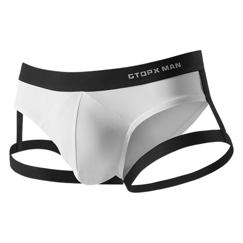 Men's Thin Ice Silk Sling Single Layer U-Convex Bag Low Waist Breathable Sexy Dress Strap Briefs Underwear