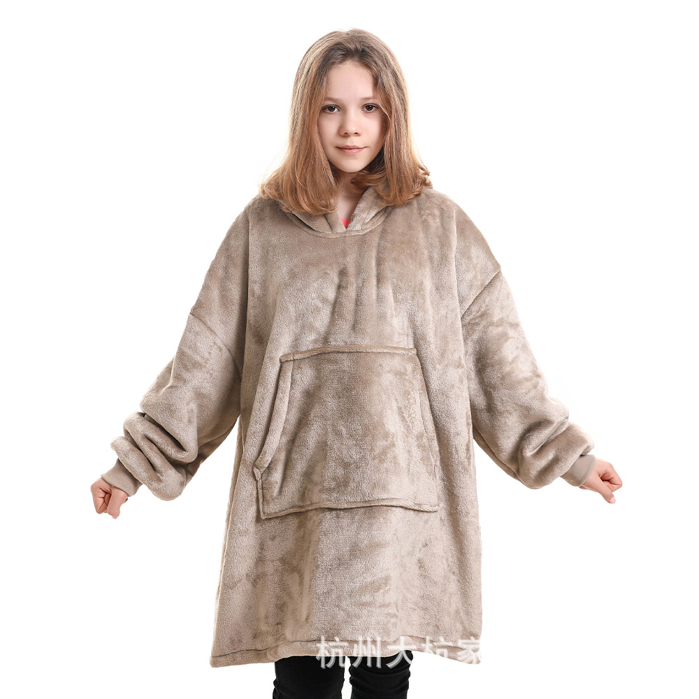 Picture of Fleece-Lined Lazy Blanket Hoodie, Double-Layer Fleece, Autumn and Winter Oversized Casual Loungewear Sweatshirt for Women, Printed Parent-Child Design