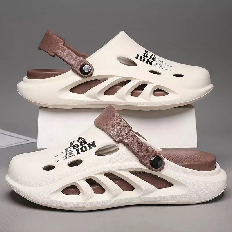 Hole shoes men's summer Baotou slippers feel excrement outside wear thick-soled non-slip sandals outdoor beach sandals wholesale