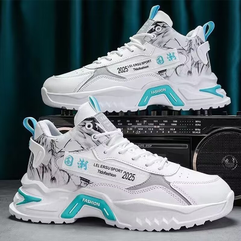 Autumn High-top Men's Shoes Fashion New White Sports Shoes Male Students Ins Trendy Running Casual Torre Shoes