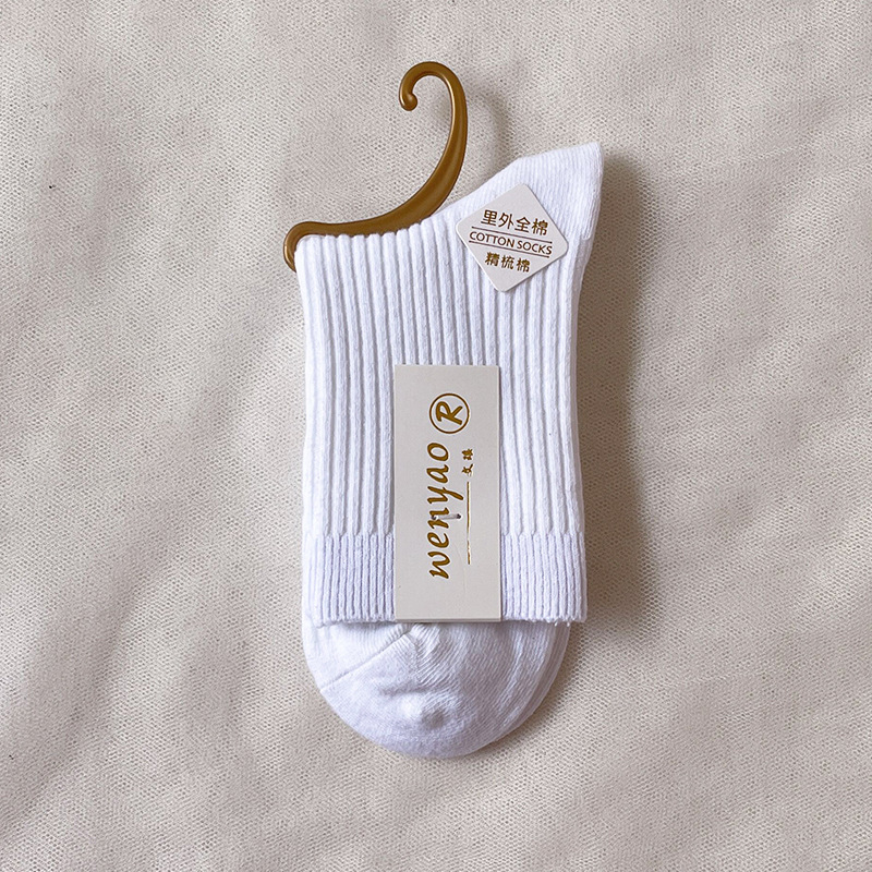 Picture of Double-Needle Socks Pure Cotton Men's Socks Mid-Calf Socks Men's Spring and Autumn Deodorant Sweat-Absorbent Warm Men's Cotton Socks Zhuji Pure Cotton Wholesale