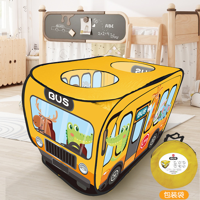Picture of Children's outdoor toy game house Interactive Game House cartoon bus indoor tent automatic pop-up game tent