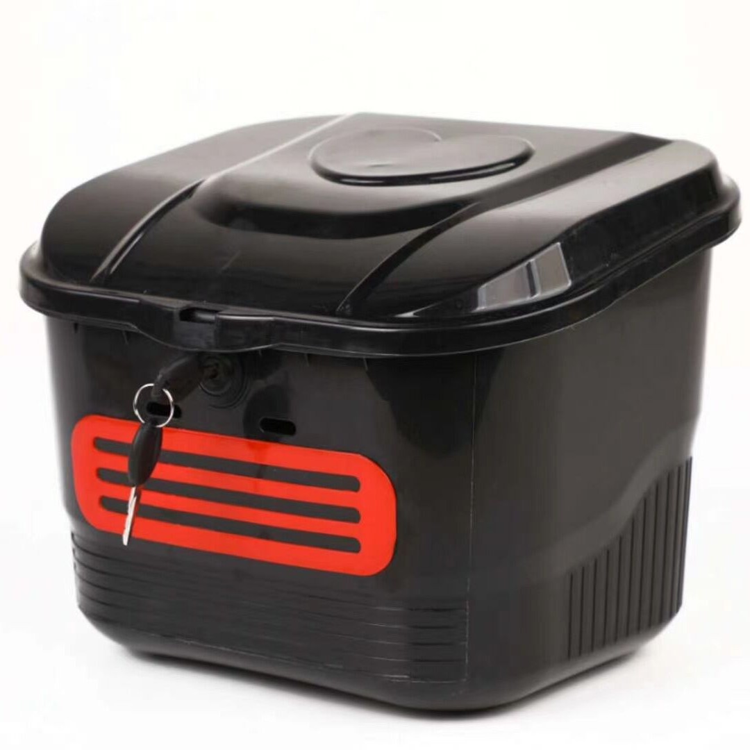 Color Car Basket with Lock Bicycle Electric Car Vegetable Basket Environmental Protection Safety Plastic Outdoor Riding Supplies
