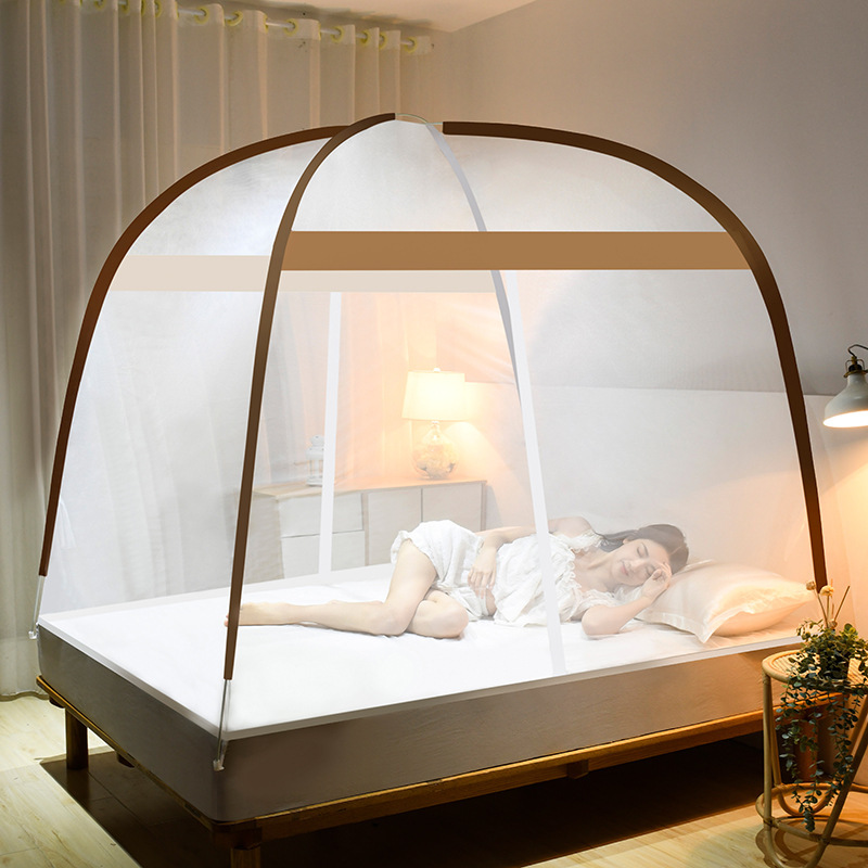 Picture of Summer Mongolian Yurt Mosquito Net Installation Free Household Children's Tattoo Net Wholesale Double Door Zipper Folding Dormitory Text Net