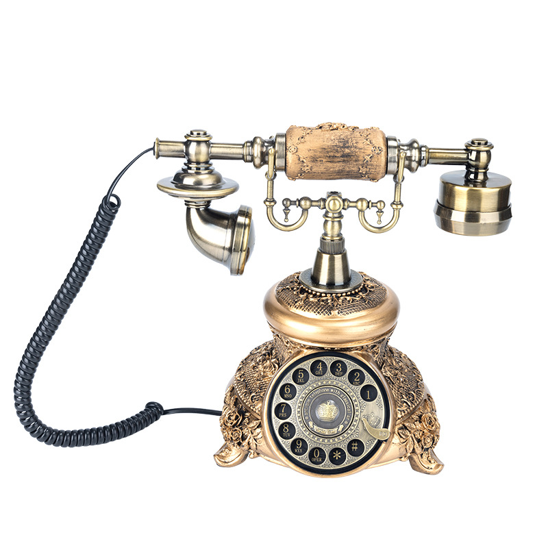 Picture of Telephone European Retro Style Home Antique Landline Old-Fashioned Telephone Office Antique American-Style Rotary Dial Telephone