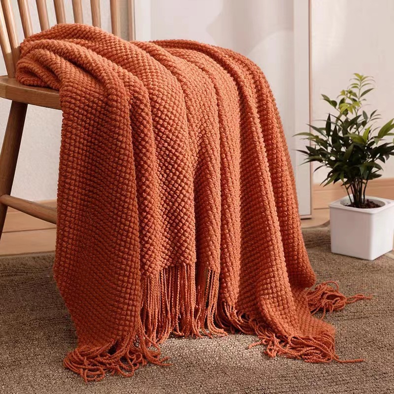 Picture of Advanced Entry Luxury Bean Blanket Autumn and Winter Travel Office Sofa Blanket Nap Shawl Warm Solid Color Aviation Blanket