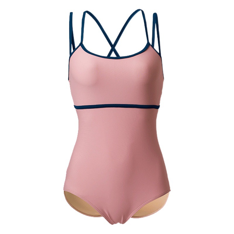Source manufacturers swimsuit women's 2023 new ins one-piece small chest retro dance training conservative hot spring swimming suit