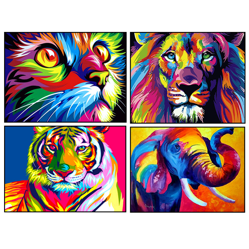 New DIY diamond painting painted animal stick diamond cross stitch decorative painting round diamond full diamond