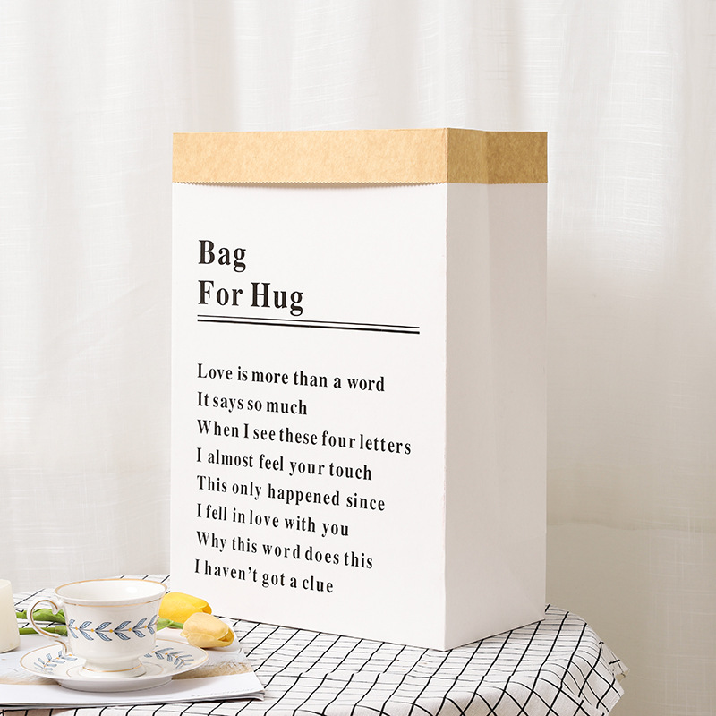 Picture of Flower packaging bag ins style bouquet bag rectangular gift bag kraft paper bag net red English hug bag wholesale