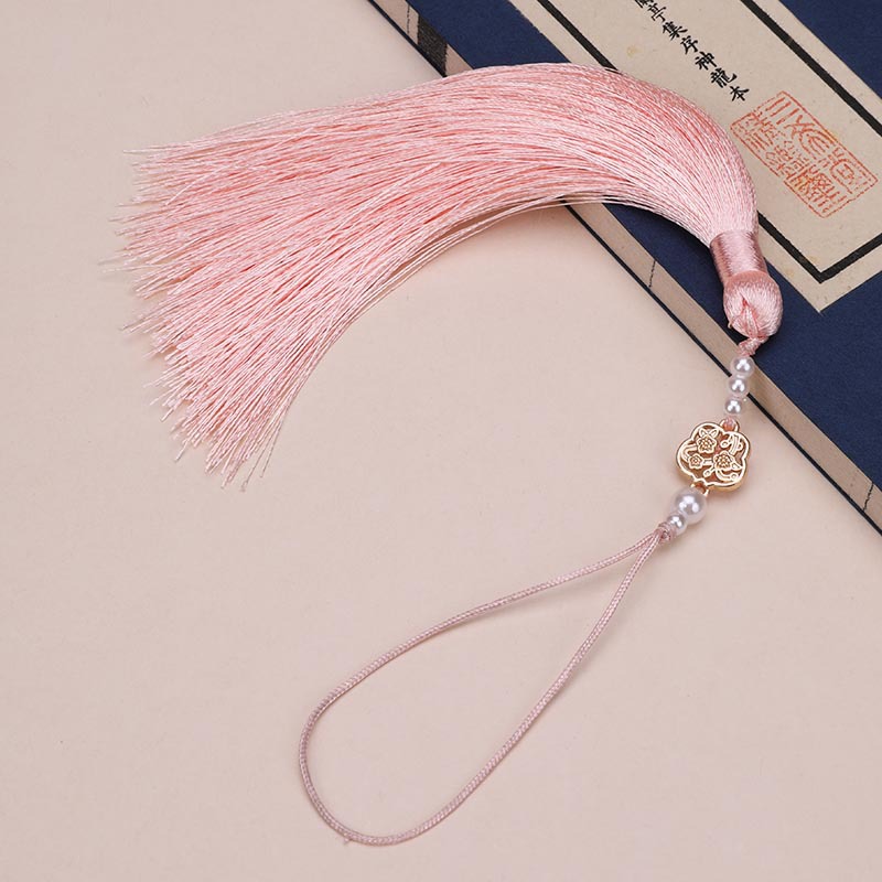 Picture of Pearl Fan Ancient Style Tassel Waist Pendant Fan DIY Tassel Chinese Han Dynasty Cheongsam Car Hanging Tassel Pendant