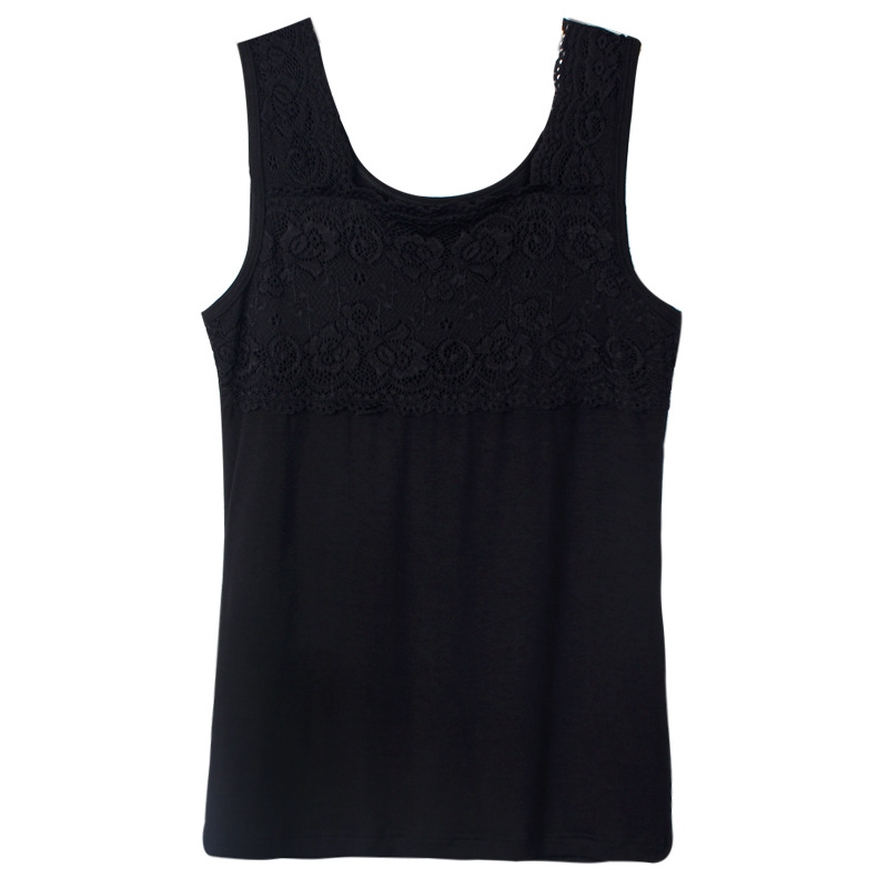Picture of Modal Camisole Lace Vest Women's Summer Sleeveless Versatile Large Size Slim Round Neck Inner Layering Shirt Women's Thin Top