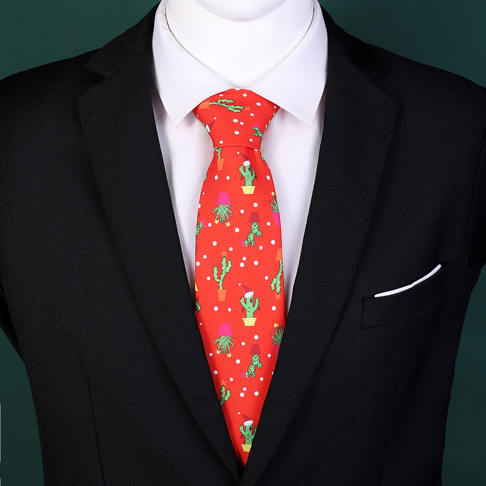 Picture of Polyester printed tie Christmas flower tie holiday formal wear clothing accessories men's tie