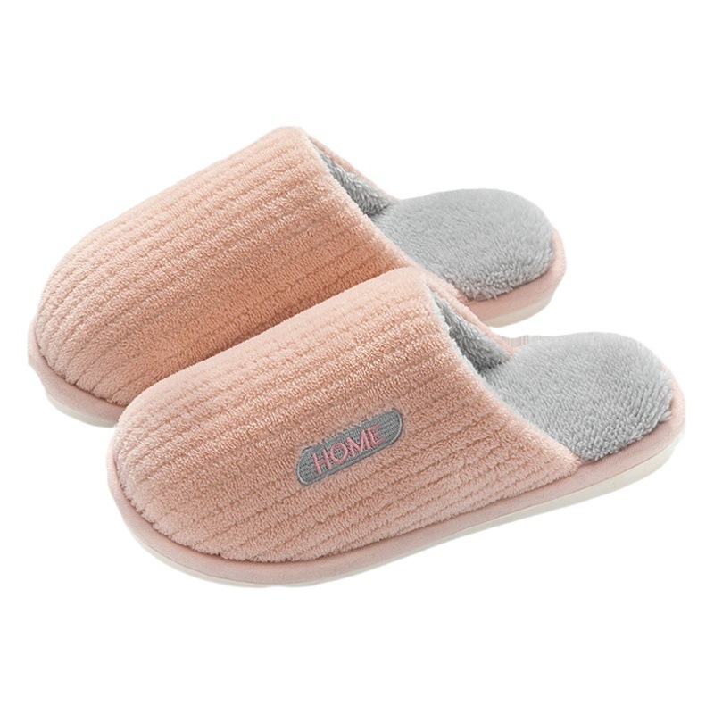 Lidani Simple Color-block Cotton Slippers Women's Autumn and Winter Home Non-slip 2023 New Couple Mao Mao Slippers for Men