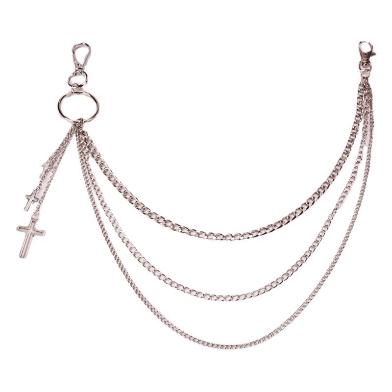 South Korea Ins Harajuku Style Distinctive Street Dee Hanging Cross Trouser Chain All-match Double Waist Chain Unisex