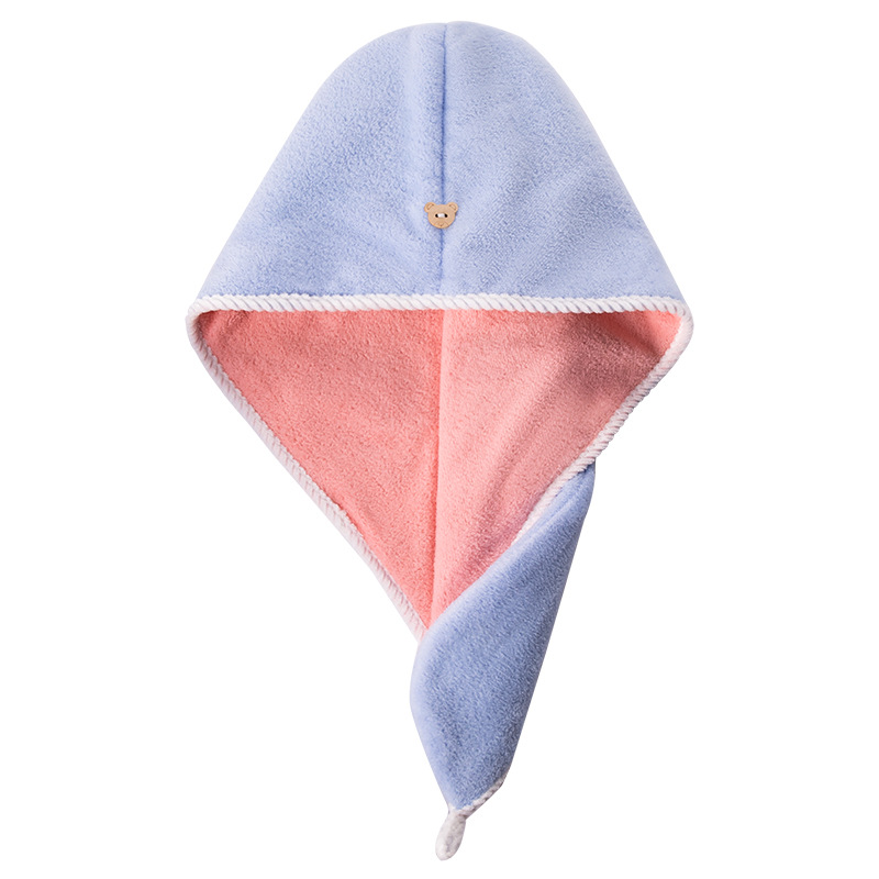 Picture of Two-color Double-layer Dry Hair Cap Coral Fleece Soft Water Absorbent No Hair Drop 2024 New Large Double-sided Wipe Headscarf