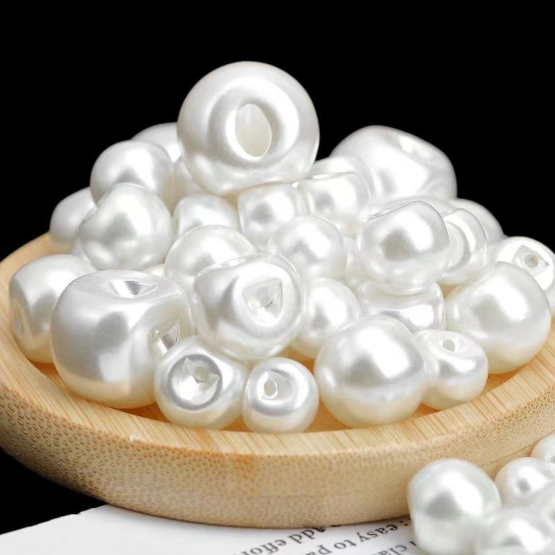 Beads Inclined Hole Imitation Pearl Loosely Beaded Chinese Style Cheongsam Buckle Beads Clothing Accessories Accessories Accessories Buttons 10mm