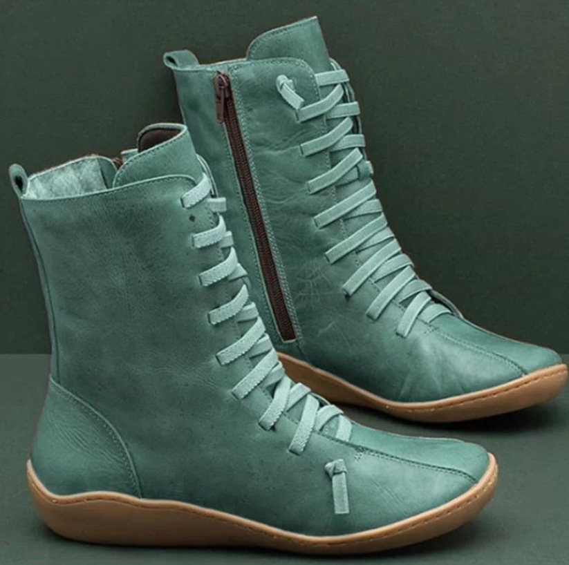 Picture of Cross-border New plus size Women's Shoes Lace-up Side Zipper Ladies Boots Flat Heel Casual Shoes Martins Boots Amazon wish