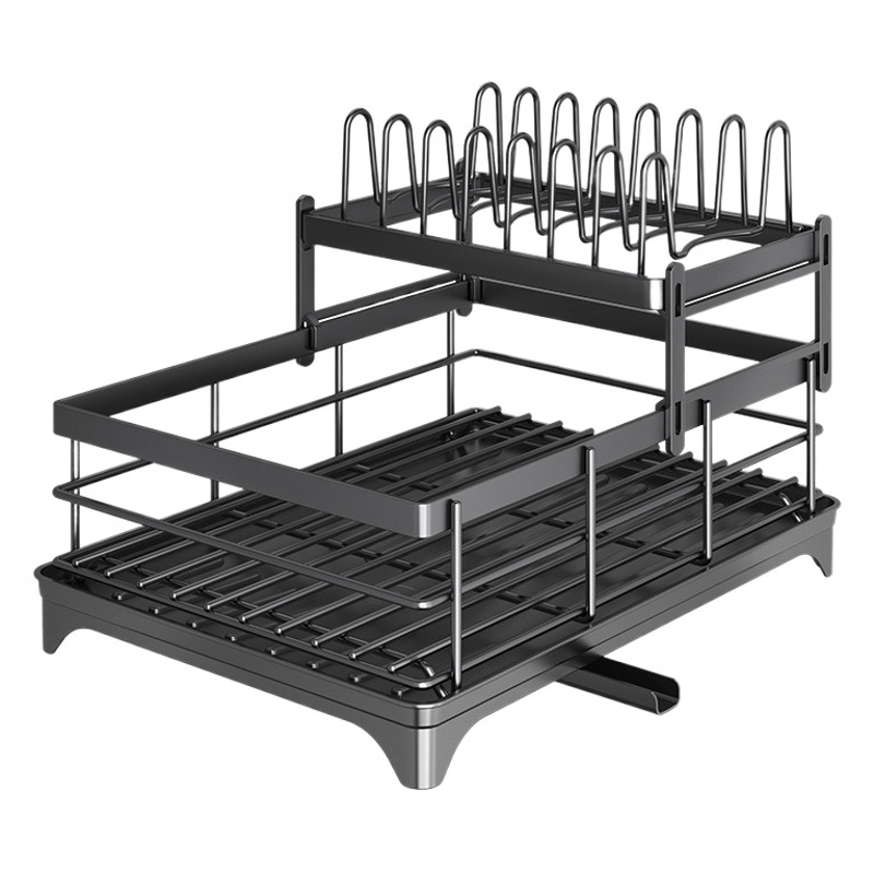 In-Stock Thickened Dish Rack for Storing Bowls and Plates, Multifunctional Two-Layer Chopstick Holder, Kitchen Storage Rack, Bowl Rack