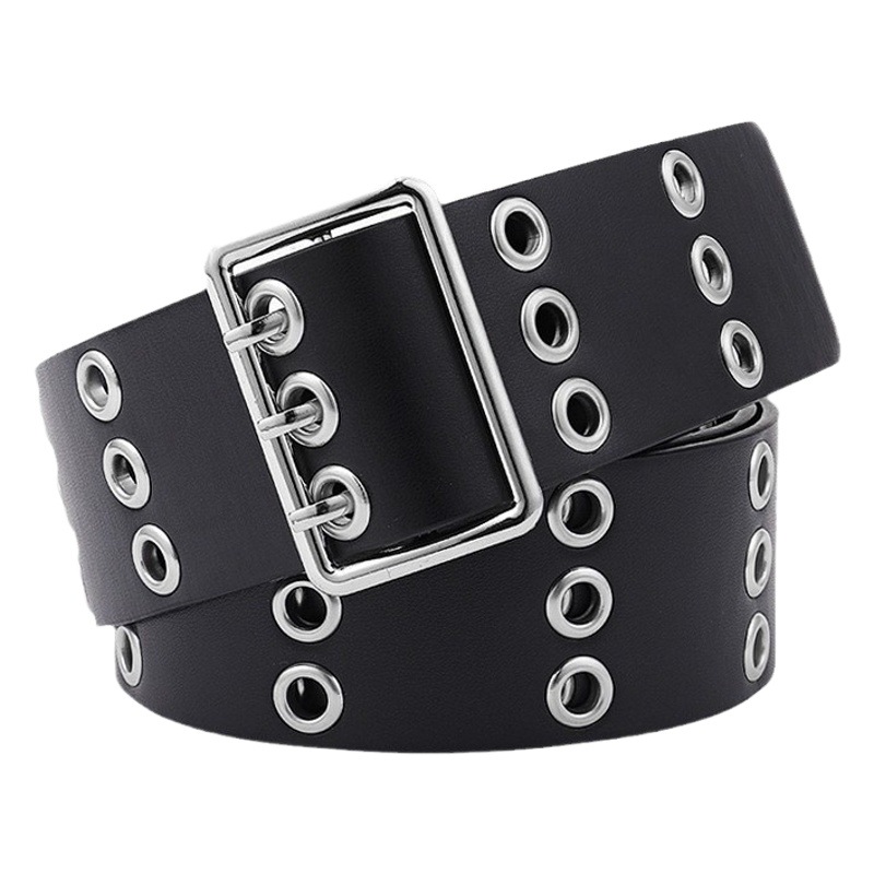 Spot European and American Sexys Air-Eye Eyelet Cut Out Rivet Belt Decorative Trouser Belt Versatile Personalized Women's Belt