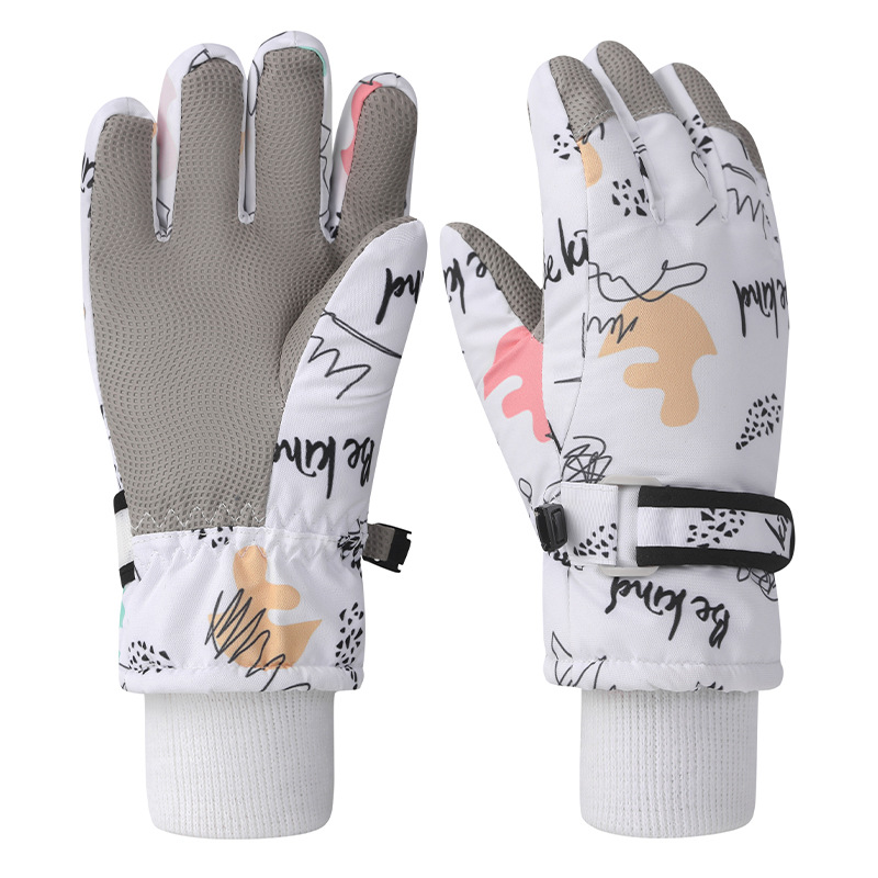 Picture of Children's ski gloves winter warm gloves for boys and girls 7-12 years old fleece-lined windproof waterproof children riding gloves