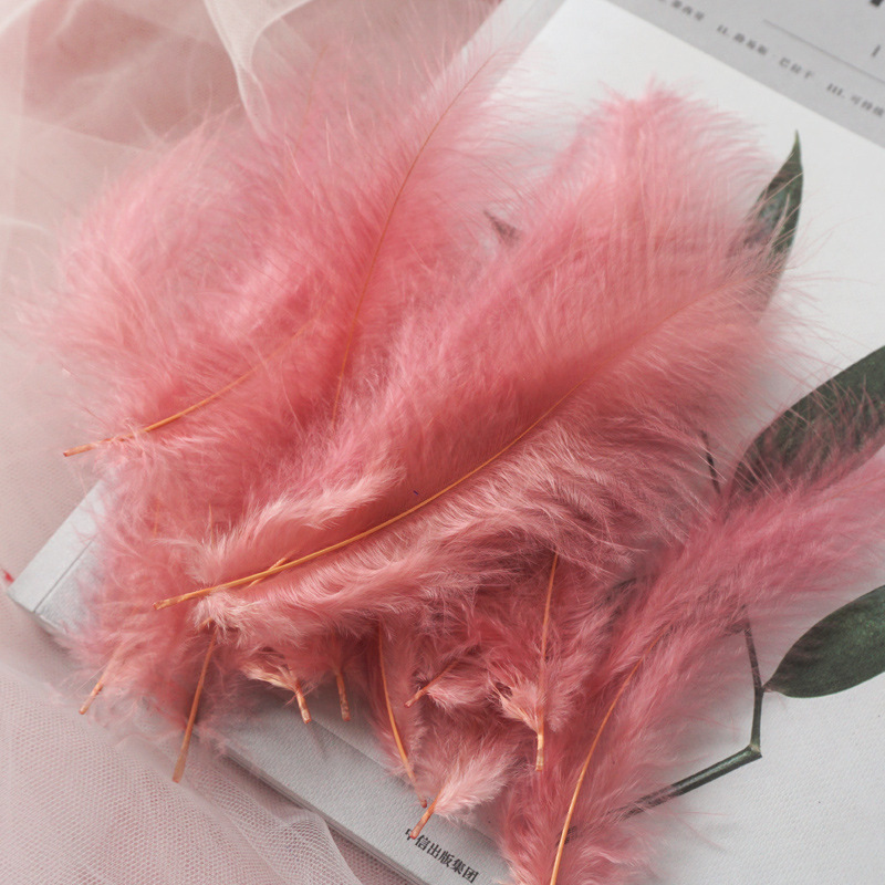 Picture of Colorful Turkey Hair Pointed Tail Velvet Dream Catcher Material Wave Ball Gift Box Filler Shooting Props Feather Decoration