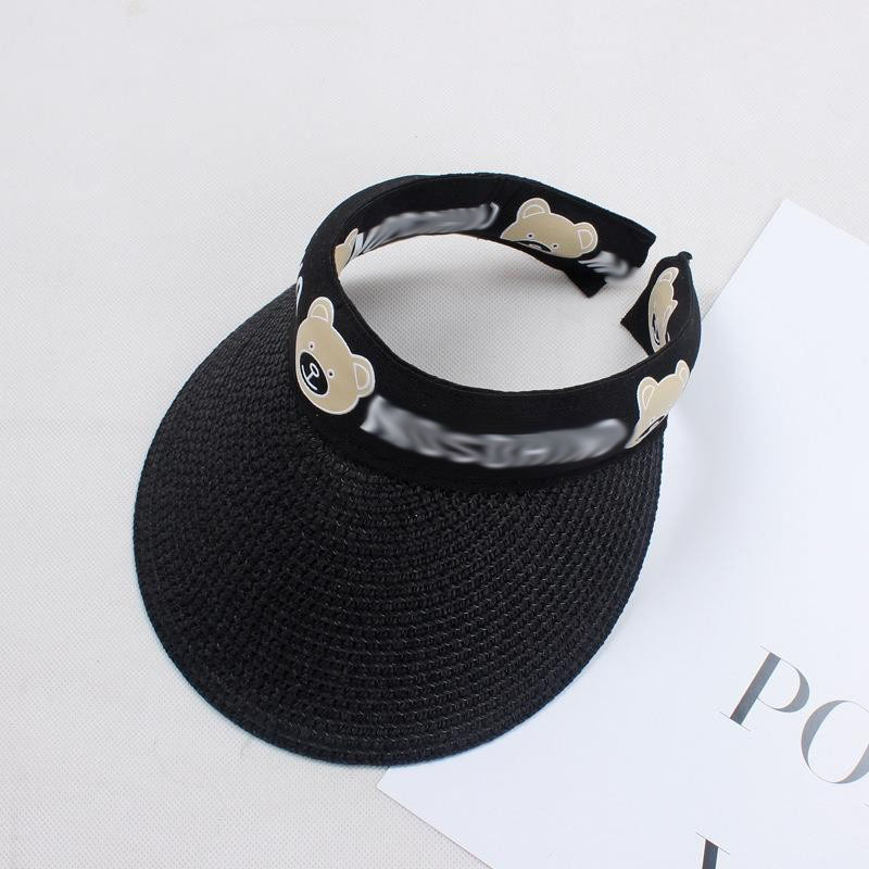 Picture of Summer children's cartoon straw peaked cap bear empty top breathable headband sun hat for boys and girls baby sun hat