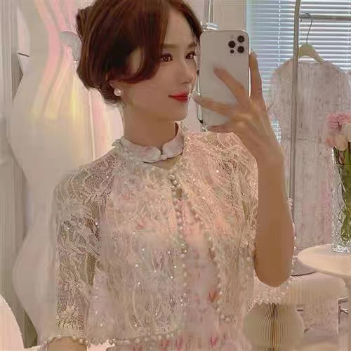 Summer 2025 Elegant Annual Meeting Wedding Shawl Cardigan Chinese Style Lace Thin Cheongsam Poncho Shawl Jacket
