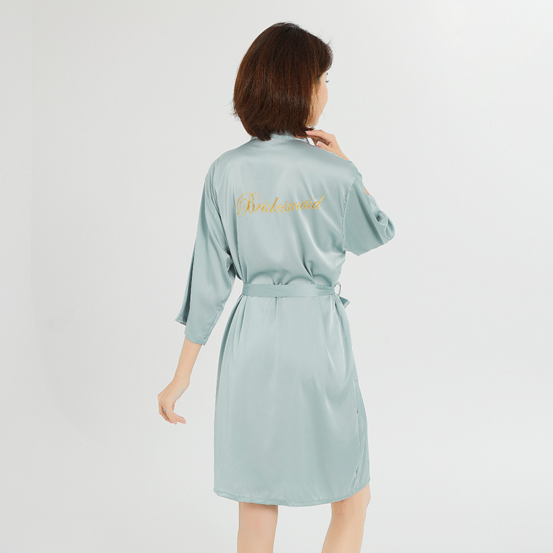 Picture of bride Gown morning Gown Lady nightgown wedding makeup bridesmaid group wedding kimono imitation silk satin bathrobe