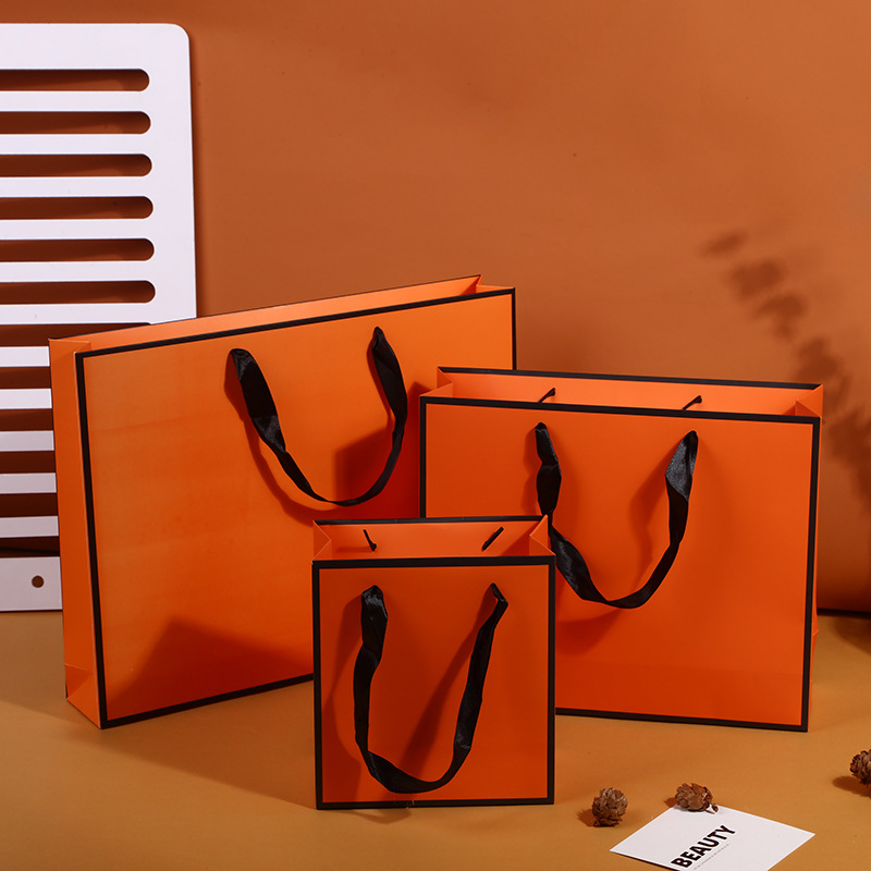Spot Simple Orange Gift Packaging Bag Large Shopping Bag Exquisite Orange Garment Bag Lipstick Scarf Gift Bag
