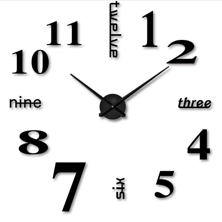 Living room decorations bedroom 3D wall stickers Diy acrylic clock personality home mirror wall clock mute clock trumpet