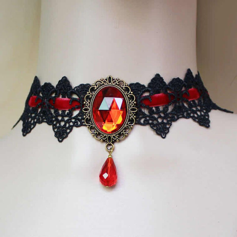 Picture of European and American Cross-Border Best-Selling Necklace Gothic Retro Punk Choker Lace Necklace Braided Choker Clavicle Chain for Women