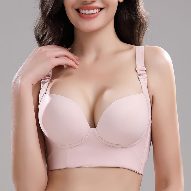 Picture of Plus Size Seamless Intimates Push-Up and Auxiliary Breasts Anti-Sagging Thin Section Fat mm 100kg Big Breasts Showing Small Bra Summer Women
