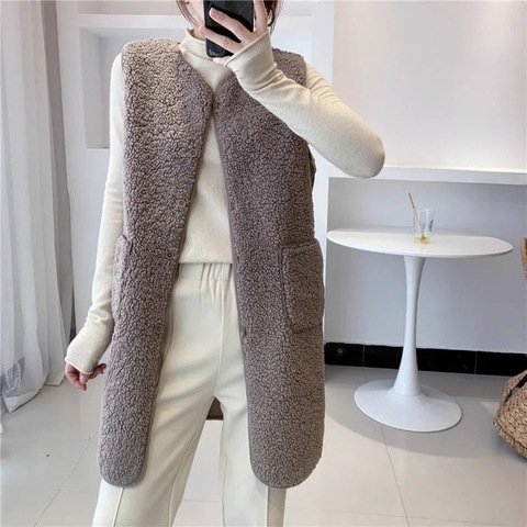 Picture of Mid-length Vest Women's Autumn and Winter Mid-length Imitation Lamb Maket Fashionable New Style All-match Women's Jacket