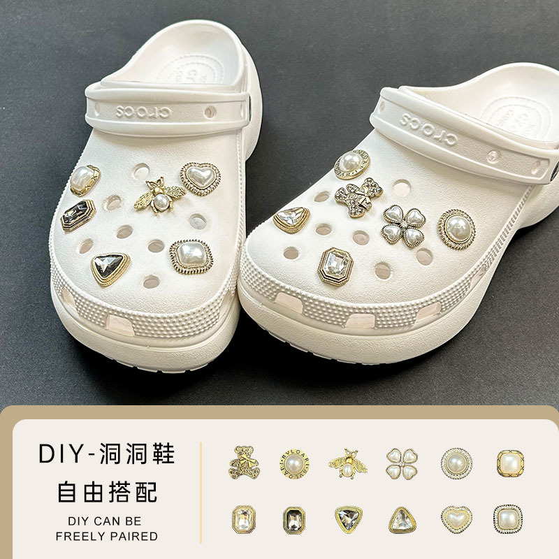 [retro style metal series] hole shoes buckle summer slippers cute DIY decorative shoes flower detachable accessories