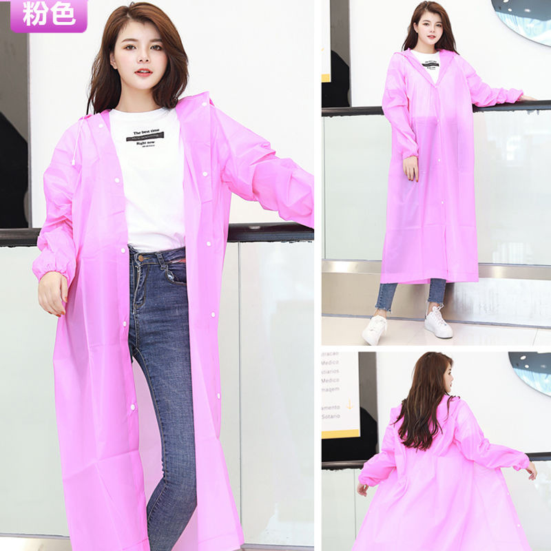 Picture of Adult Non-Disposable Raincoat EVA Transparent Hiking Protective Raincoat Button Poncho Outdoor Lightweight Raincoat