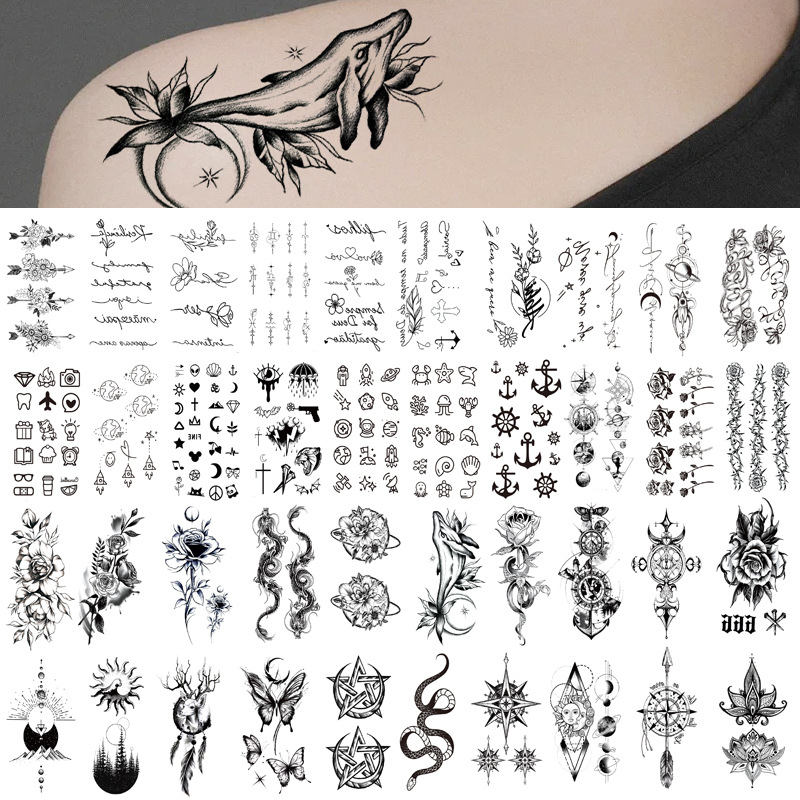 New fresh tattoo stickers small picture English letters flower waterproof tattoo stickers any combination suit