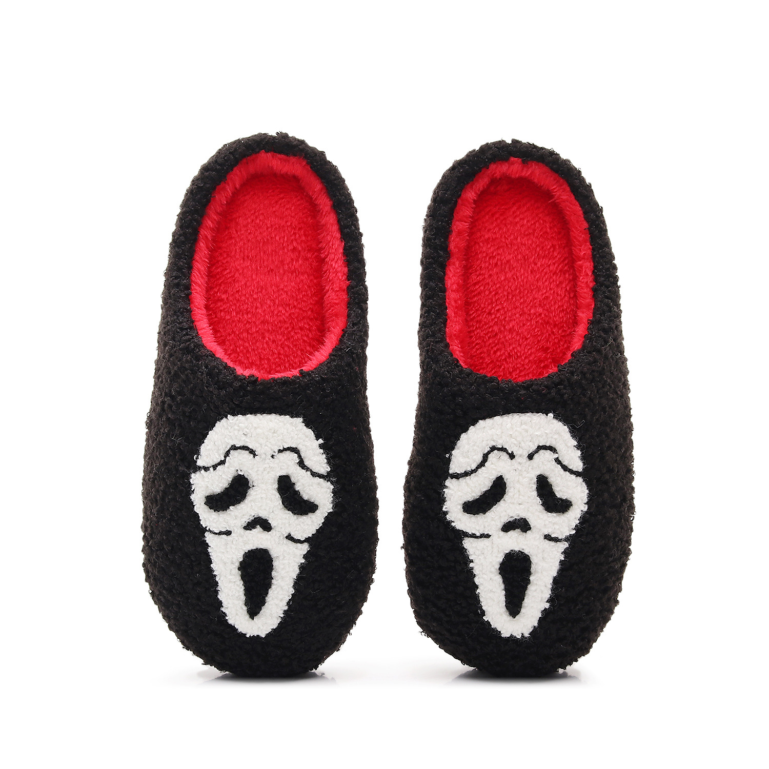 European and American Halloween Horror Skull Cotton Slippers Autumn and Winter Plush Slippers Men's Silent Soft-Soled Furry Shoes Export