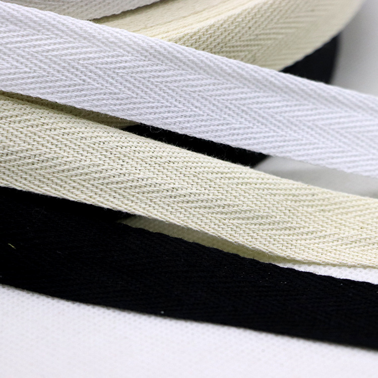 2cm Pure Cotton Single Stripe Double Stripe Cotton Ribbon with Back Neck Label Trademark with Twill Ribbon Woven High Density