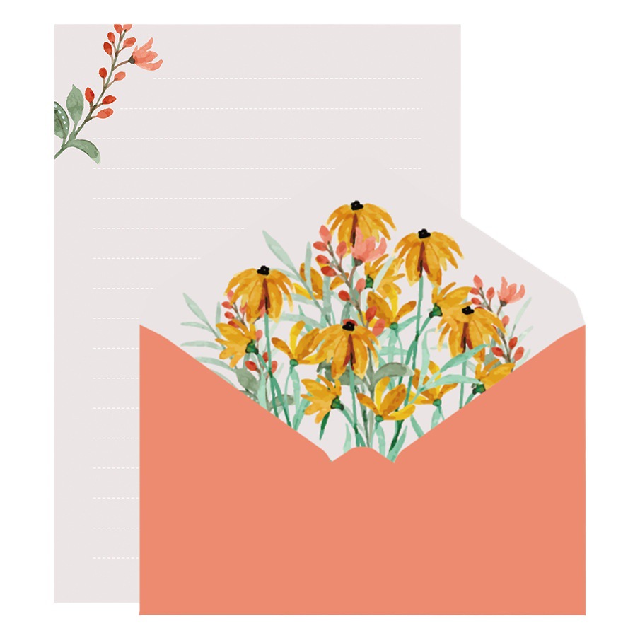Picture of Wedding Letter Paper Set Invitation Letter A5 Handwritten Love Letter Paper Spring Flower Opening Letter Paper High-End